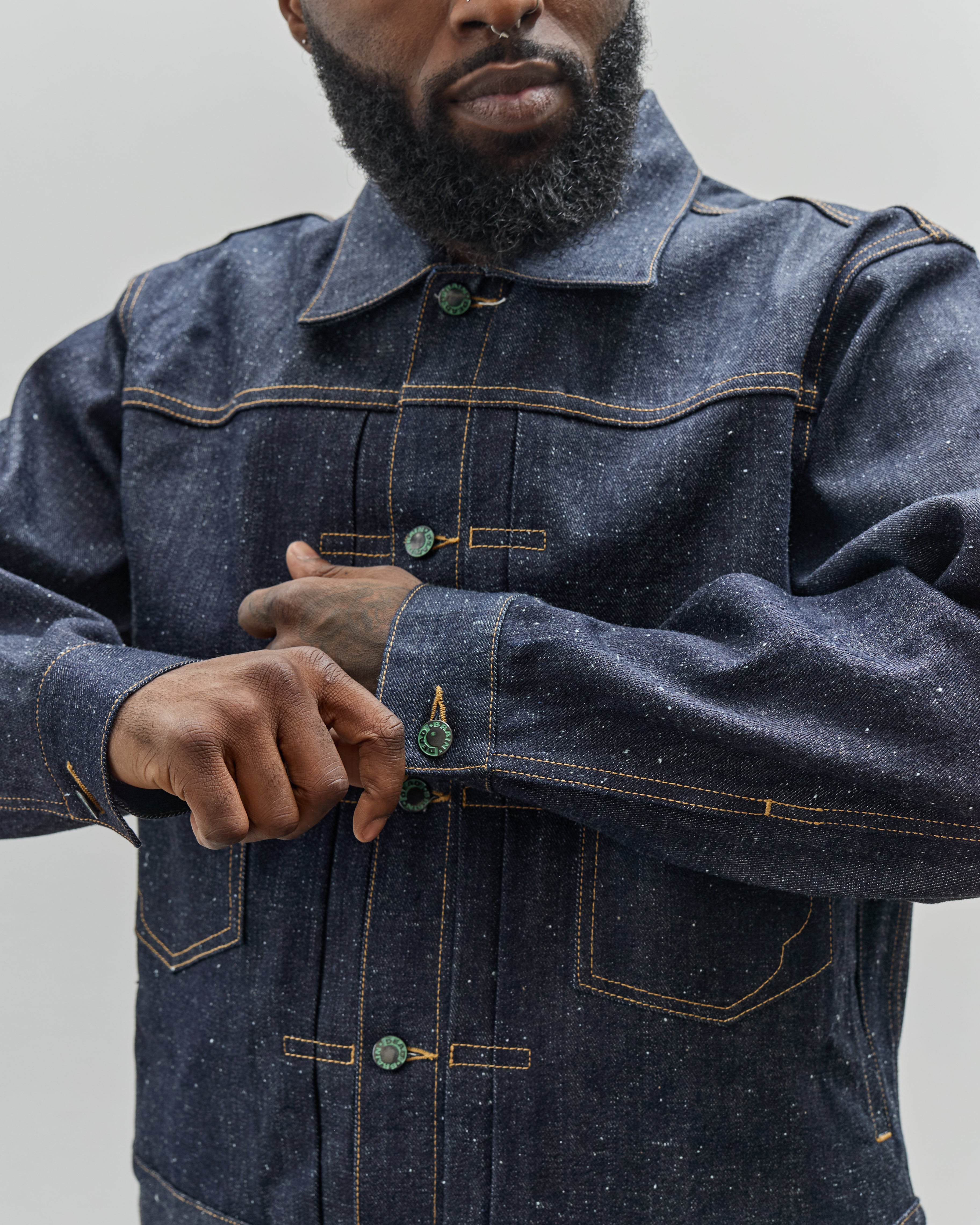 Brain Dead Unisex 14.1oz Selvedge Denim Trucker Jacket