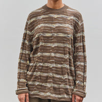 Brain Dead Space Dye Long Sleeve Mock Neck Sweater, Brown