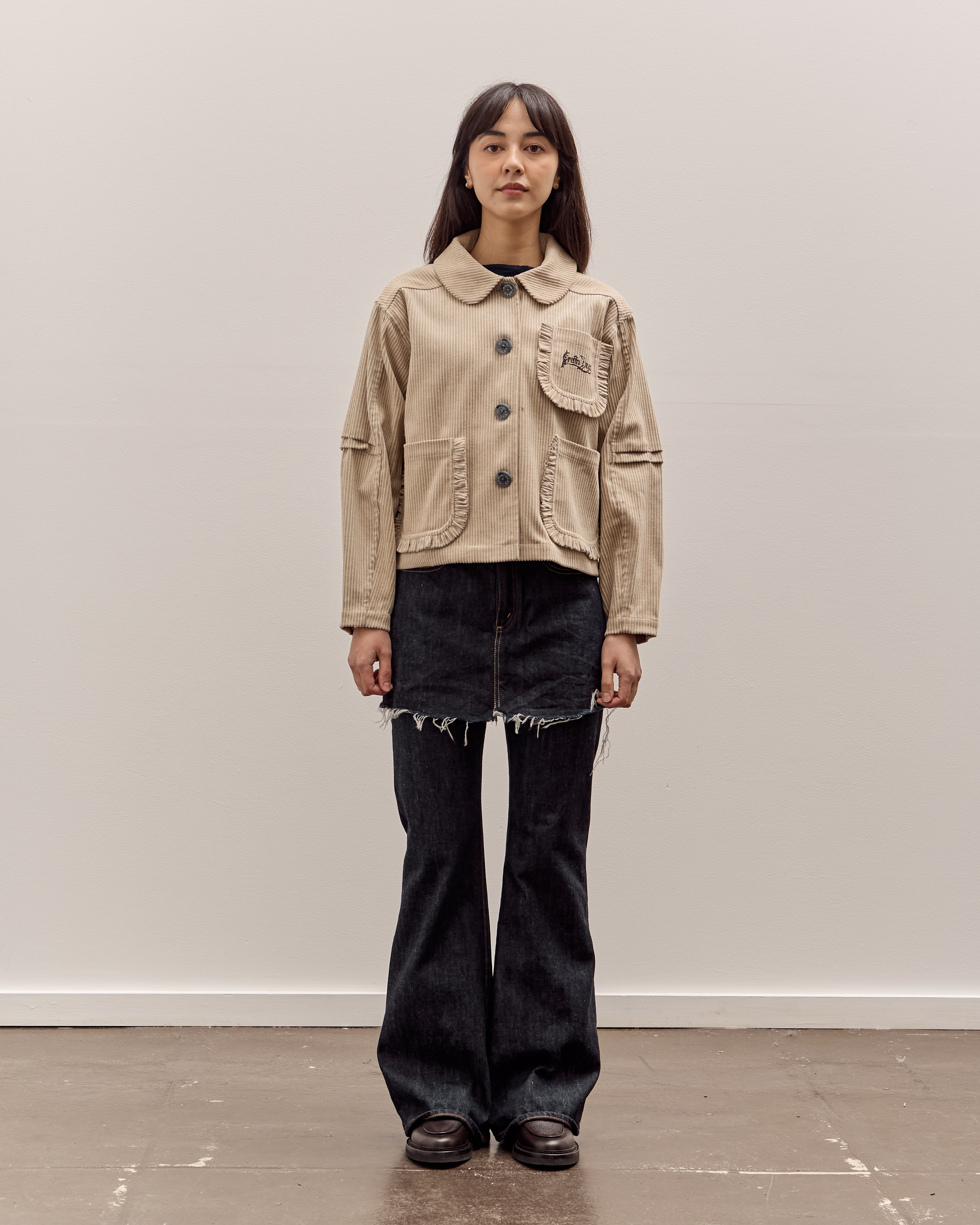 Brain Dead Boxy Ruffle Jacket , Natural – Glasswing