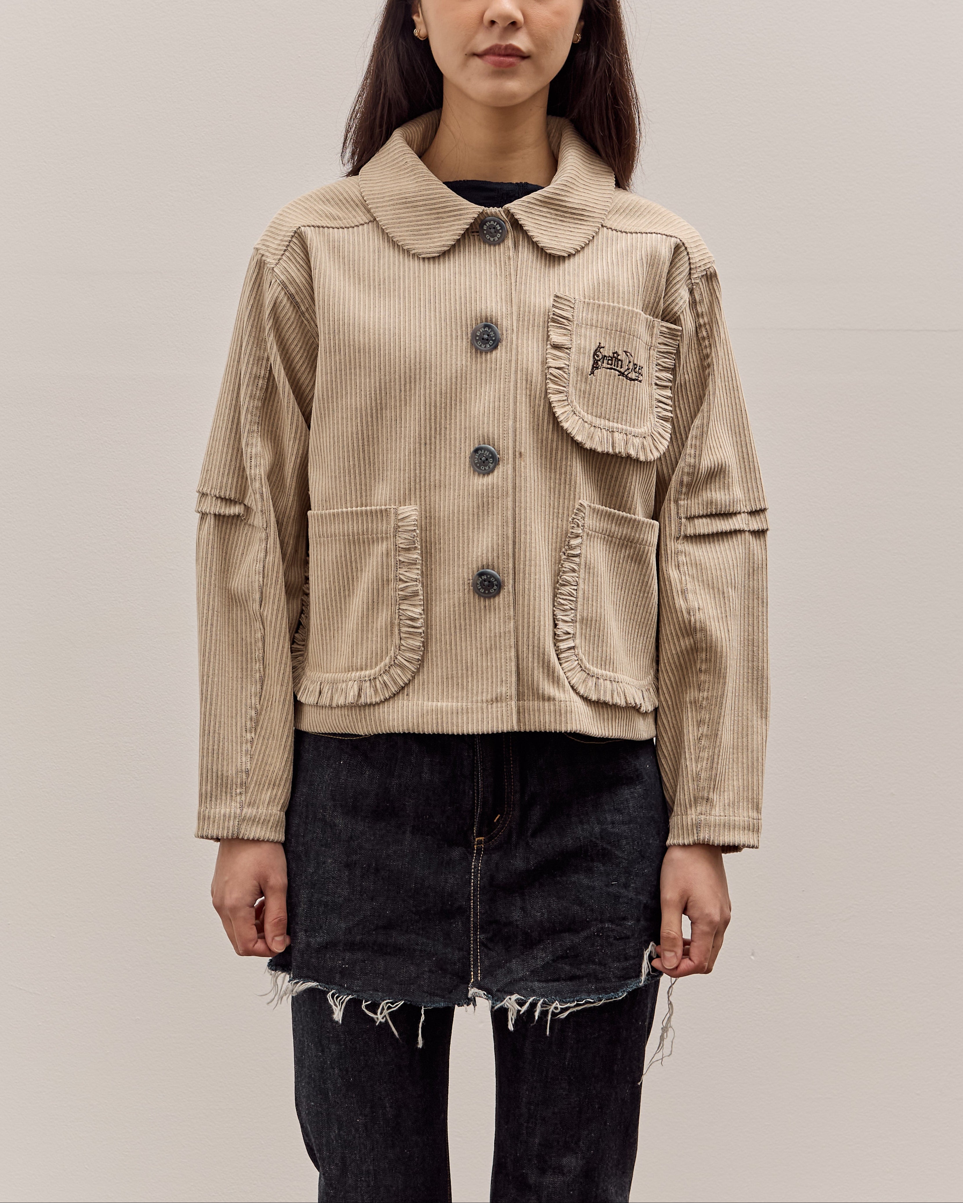 Brain Dead Boxy Ruffle Jacket , Natural – Glasswing