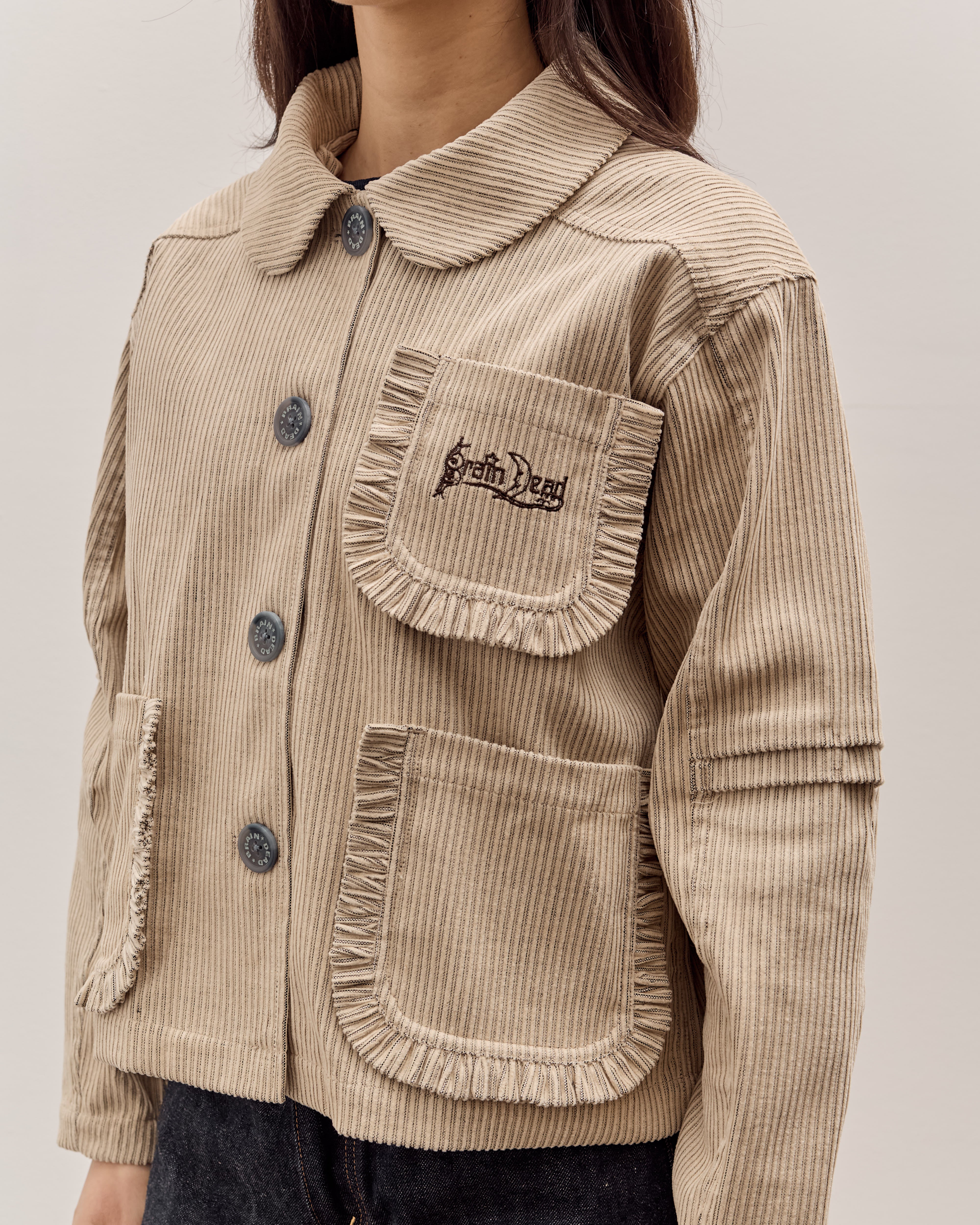Brain Dead Boxy Ruffle Jacket , Natural – Glasswing