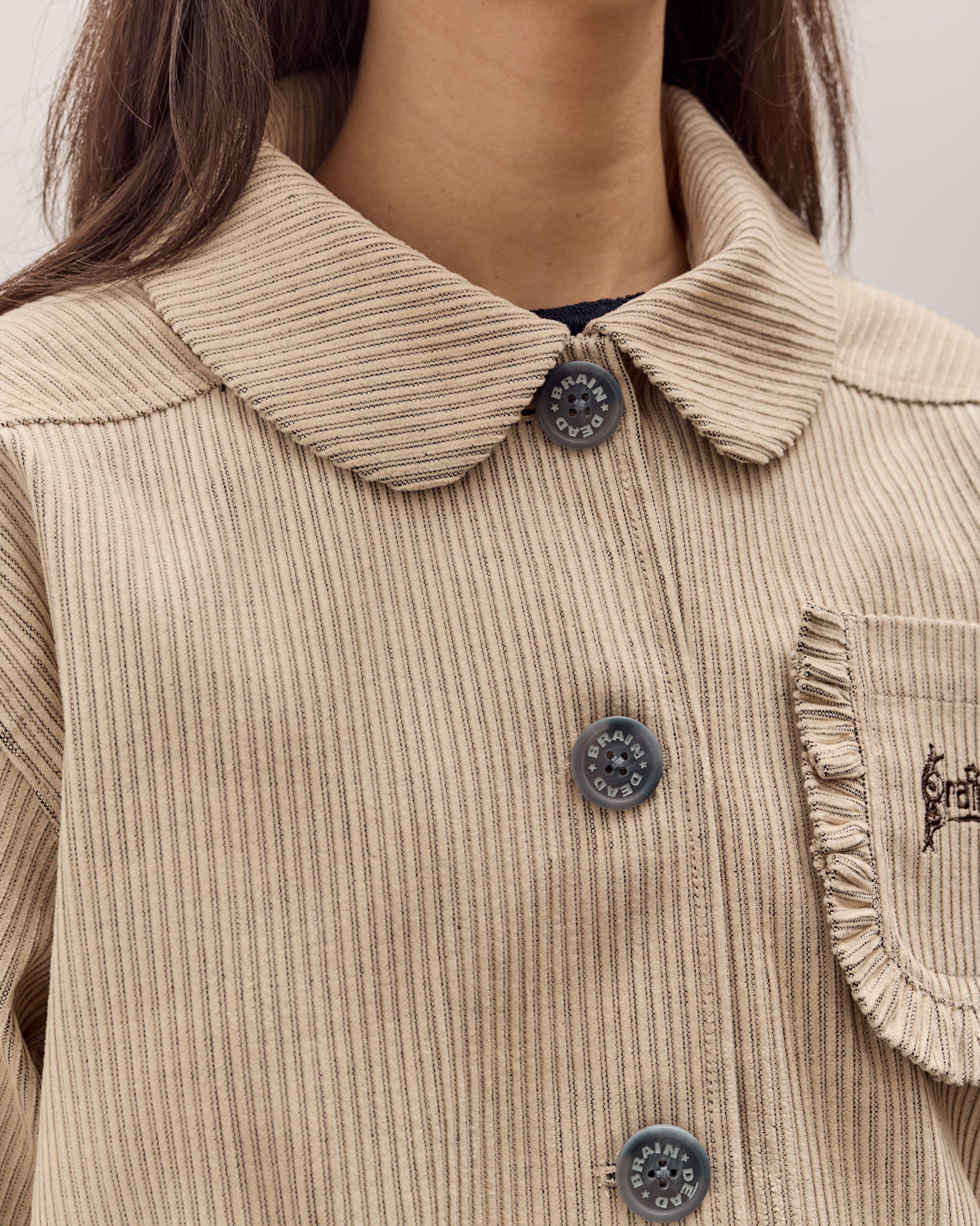 Brain Dead Boxy Ruffle Jacket , Natural – Glasswing