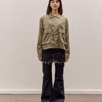 Brain Dead Cropped Nylon Button Up Shirt, Army