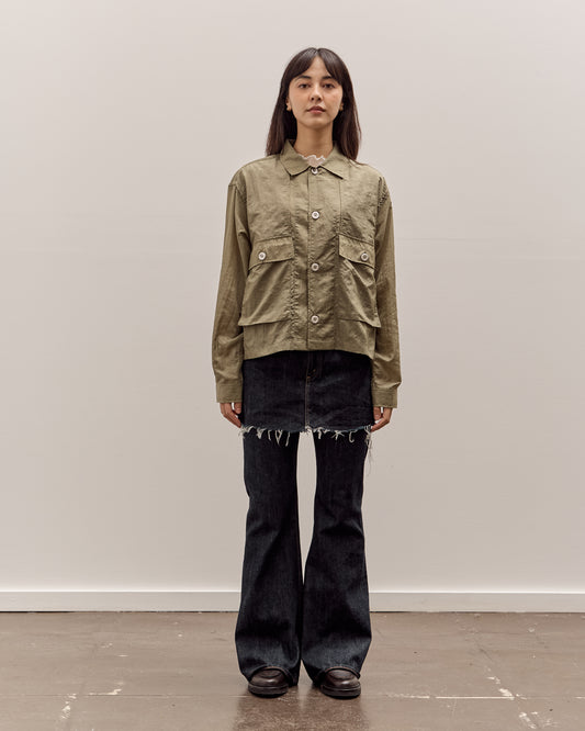 Brain Dead Cropped Nylon Button Up Shirt, Army