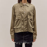 Brain Dead Cropped Nylon Button Up Shirt, Army