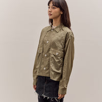 Brain Dead Cropped Nylon Button Up Shirt, Army