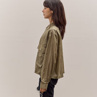 Brain Dead Cropped Nylon Button Up Shirt, Army