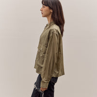 Brain Dead Cropped Nylon Button Up Shirt, Army