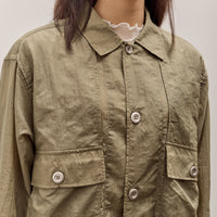 Brain Dead Cropped Nylon Button Up Shirt, Army