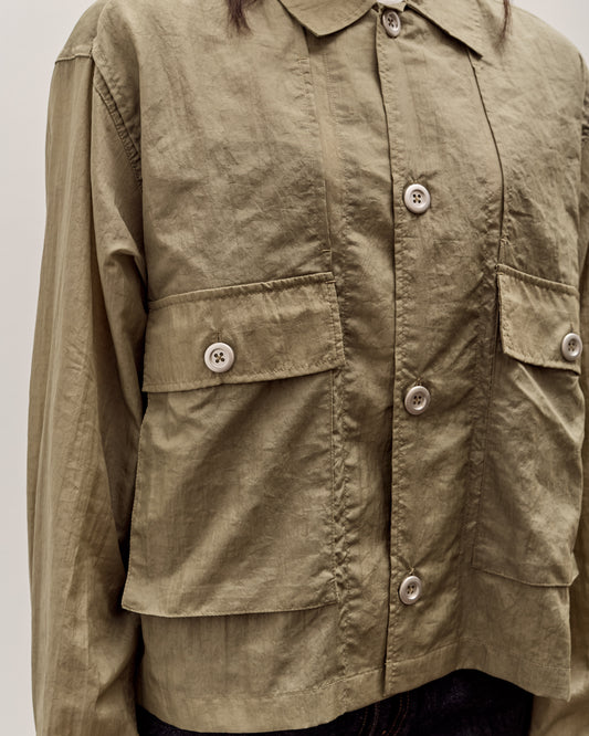 Brain Dead Cropped Nylon Button Up Shirt, Army
