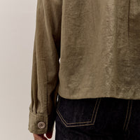 Brain Dead Cropped Nylon Button Up Shirt, Army
