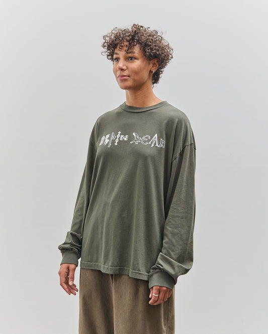 Brain Dead Earth Wisdom Long Sleeve Shirt, Dark Green