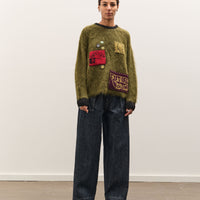 Brain Dead Future Vision Boxy Knit Sweater, Olive