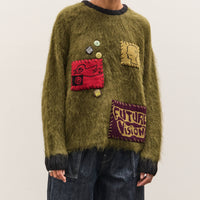 Brain Dead Future Vision Boxy Knit Sweater, Olive