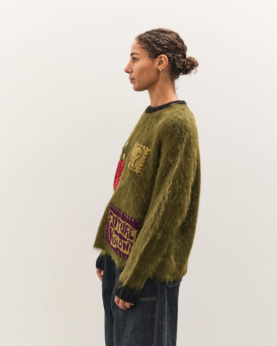 Brain Dead Future Vision Boxy Knit Sweater, Olive