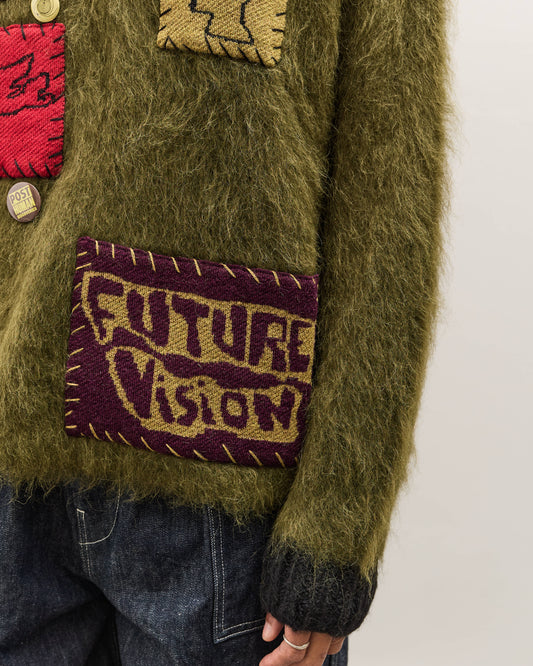 Brain Dead Future Vision Boxy Knit Sweater, Olive