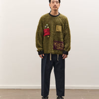 Brain Dead Future Vision Boxy Knit Sweater Unisex, Olive