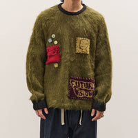 Brain Dead Future Vision Boxy Knit Sweater Unisex, Olive