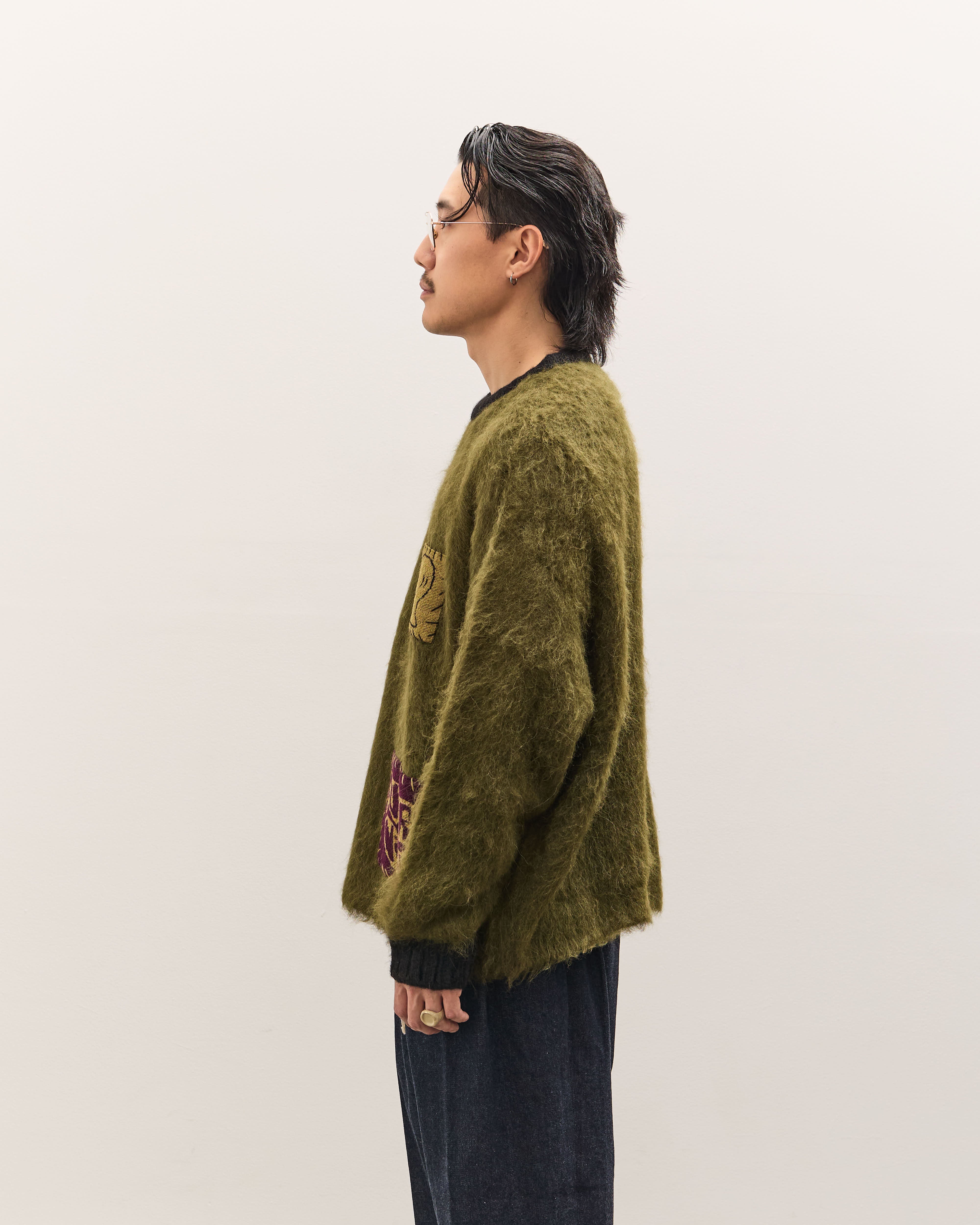 Brain Dead Future Vision Boxy Knit Sweater Unisex, Olive – Glasswing