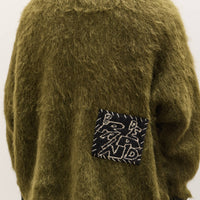 Brain Dead Future Vision Boxy Knit Sweater Unisex, Olive