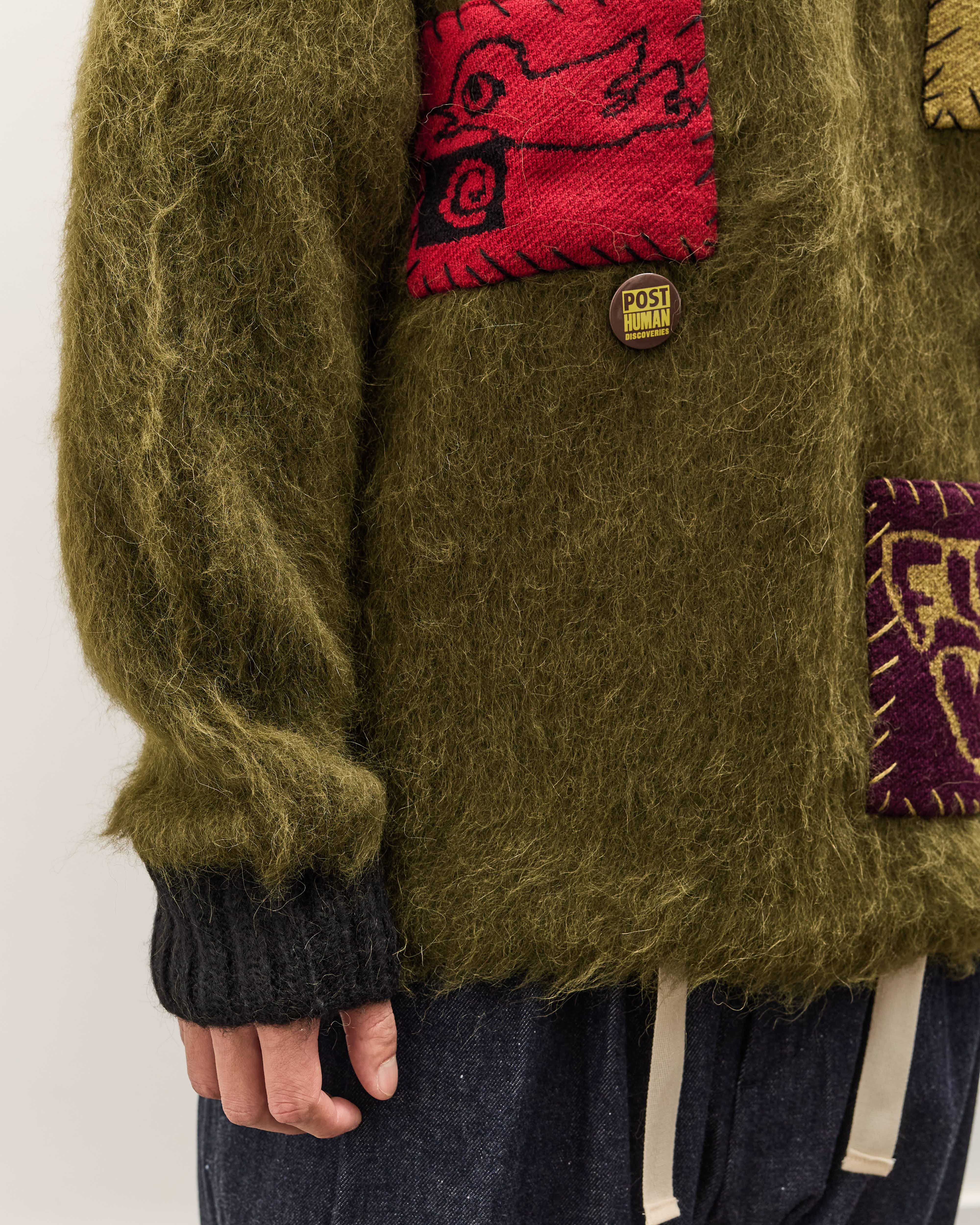 Brain Dead Future Vision Boxy Knit Sweater Unisex, Olive – Glasswing