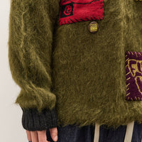 Brain Dead Future Vision Boxy Knit Sweater Unisex, Olive