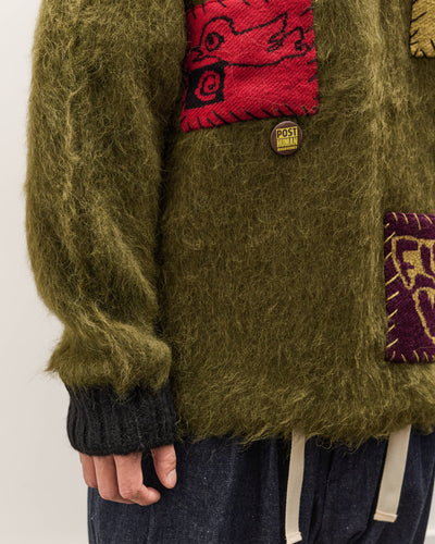 Brain Dead Future Vision Boxy Knit Sweater Unisex, Olive