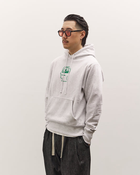 Brain Dead x Glasswing Seattle Logohead Hoodie, Heather Grey