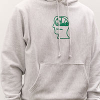 Brain Dead x Glasswing Seattle Logohead Hoodie, Heather Grey