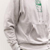 Brain Dead x Glasswing Seattle Logohead Hoodie, Heather Grey
