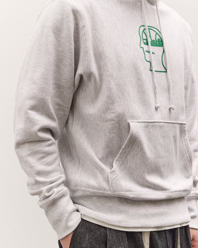 Brain Dead x Glasswing Seattle Logohead Hoodie, Heather Grey