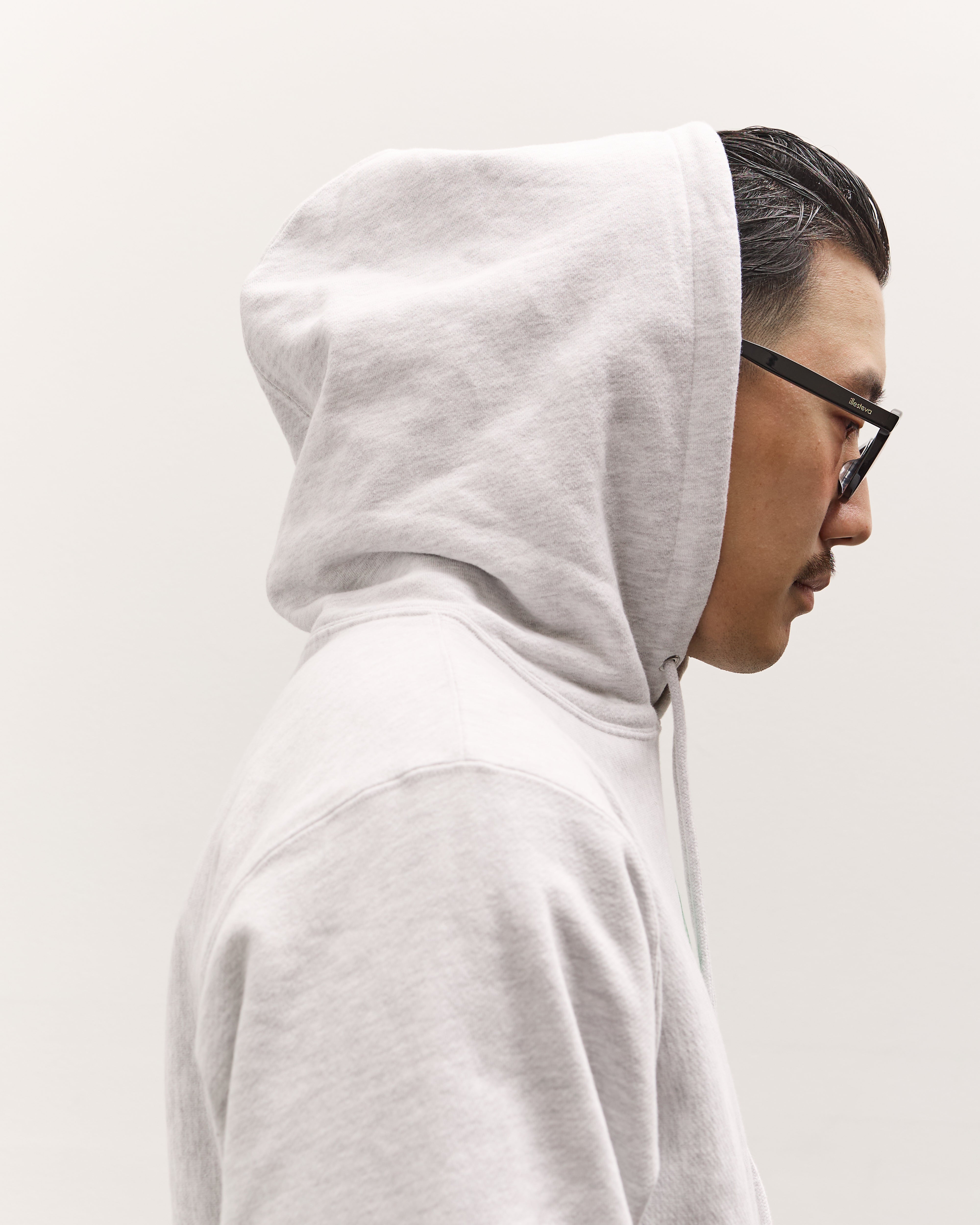 Brain Dead x Glasswing Seattle Logohead Hoodie, Heather Grey