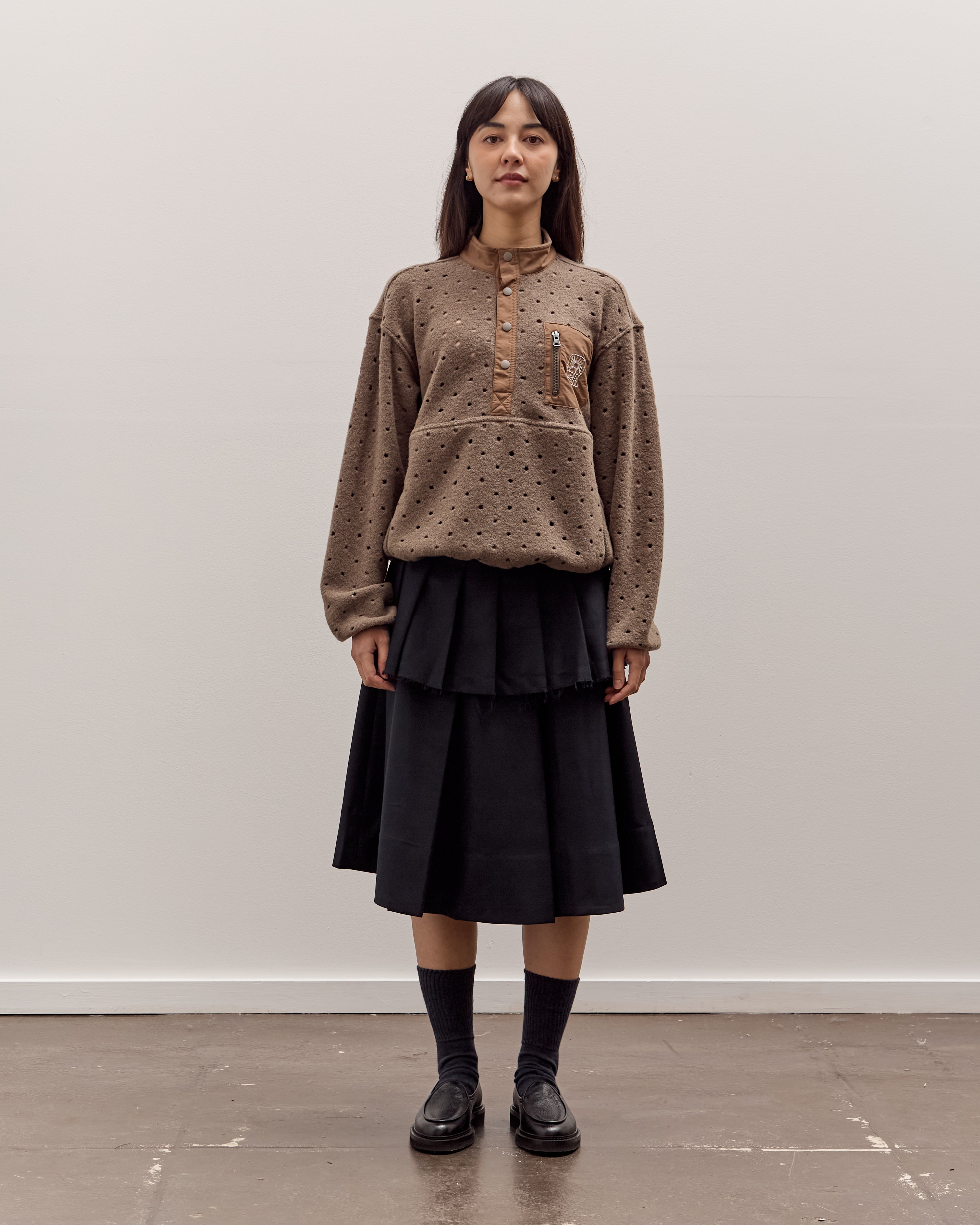 Brain Dead Hole Mock Neck Pullover, Brown – Glasswing