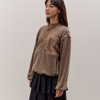 Brain Dead Hole Mock Neck Pullover, Brown