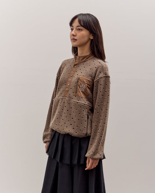 Brain Dead Hole Mock Neck Pullover, Brown