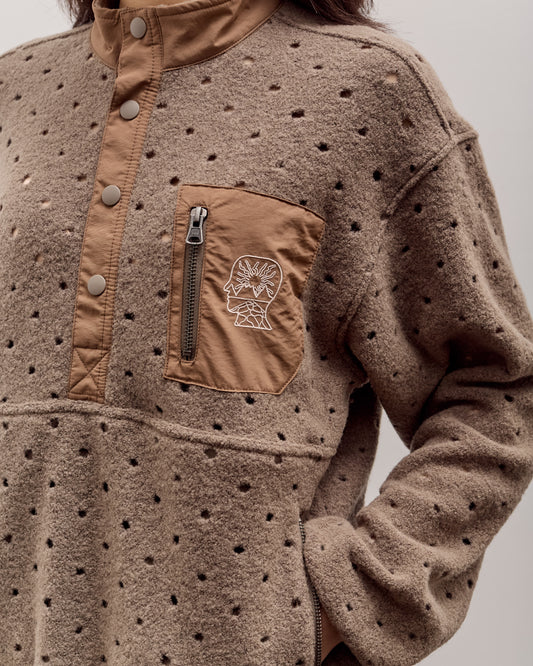 Brain Dead Hole Mock Neck Pullover, Brown