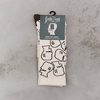 Brain Dead Logohead Crew Socks, Cream