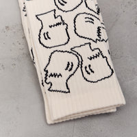 Brain Dead Logohead Crew Socks, Cream