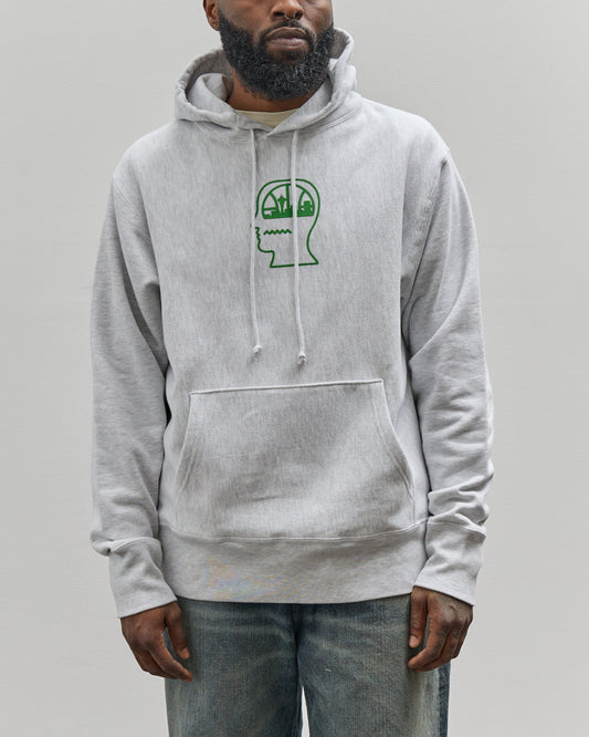 Brain Dead x Glasswing Seattle Logohead Hoodie, Heather Grey