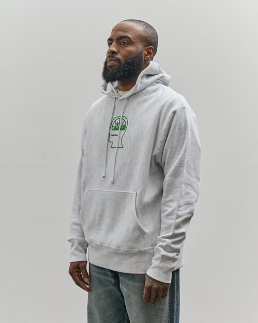 Brain Dead x Glasswing Seattle Logohead Hoodie, Heather Grey