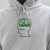 Brain Dead x Glasswing Seattle Logohead Hoodie, Heather Grey