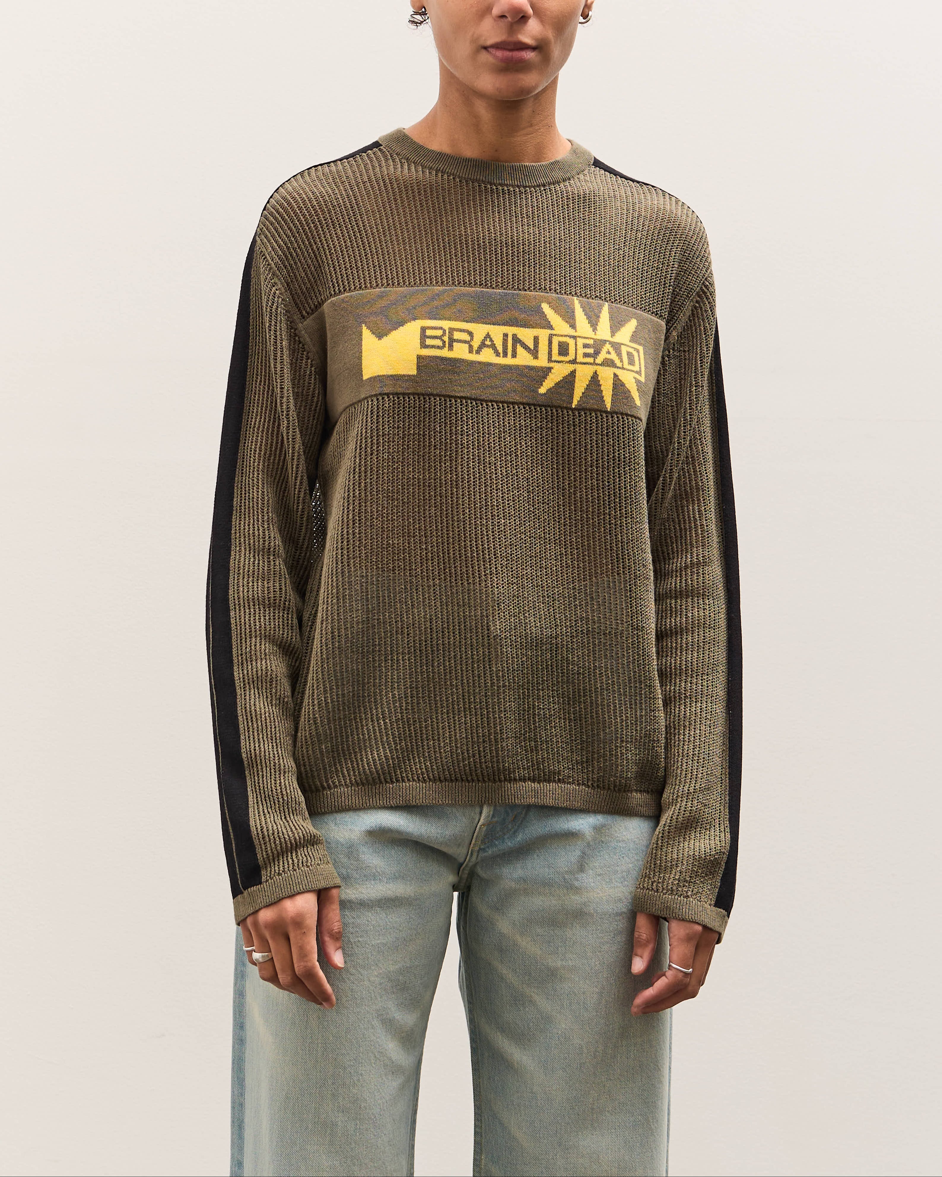 Brain Dead Long Sleeve Mesh Sweater, Green – Glasswing