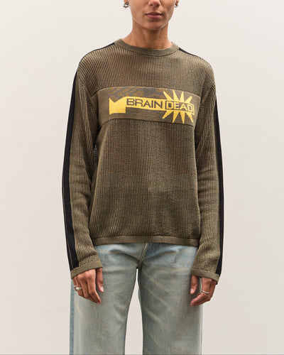 Brain Dead Long Sleeve Mesh Sweater, Green