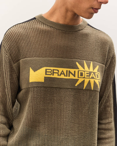 Brain Dead Long Sleeve Mesh Sweater, Green