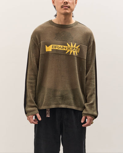 Brain Dead Long Sleeve Mesh Sweater Unisex, Green