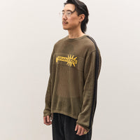 Brain Dead Long Sleeve Mesh Sweater Unisex, Green