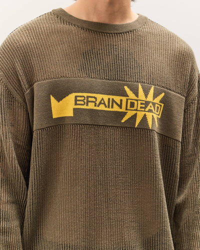 Brain Dead Long Sleeve Mesh Sweater Unisex, Green