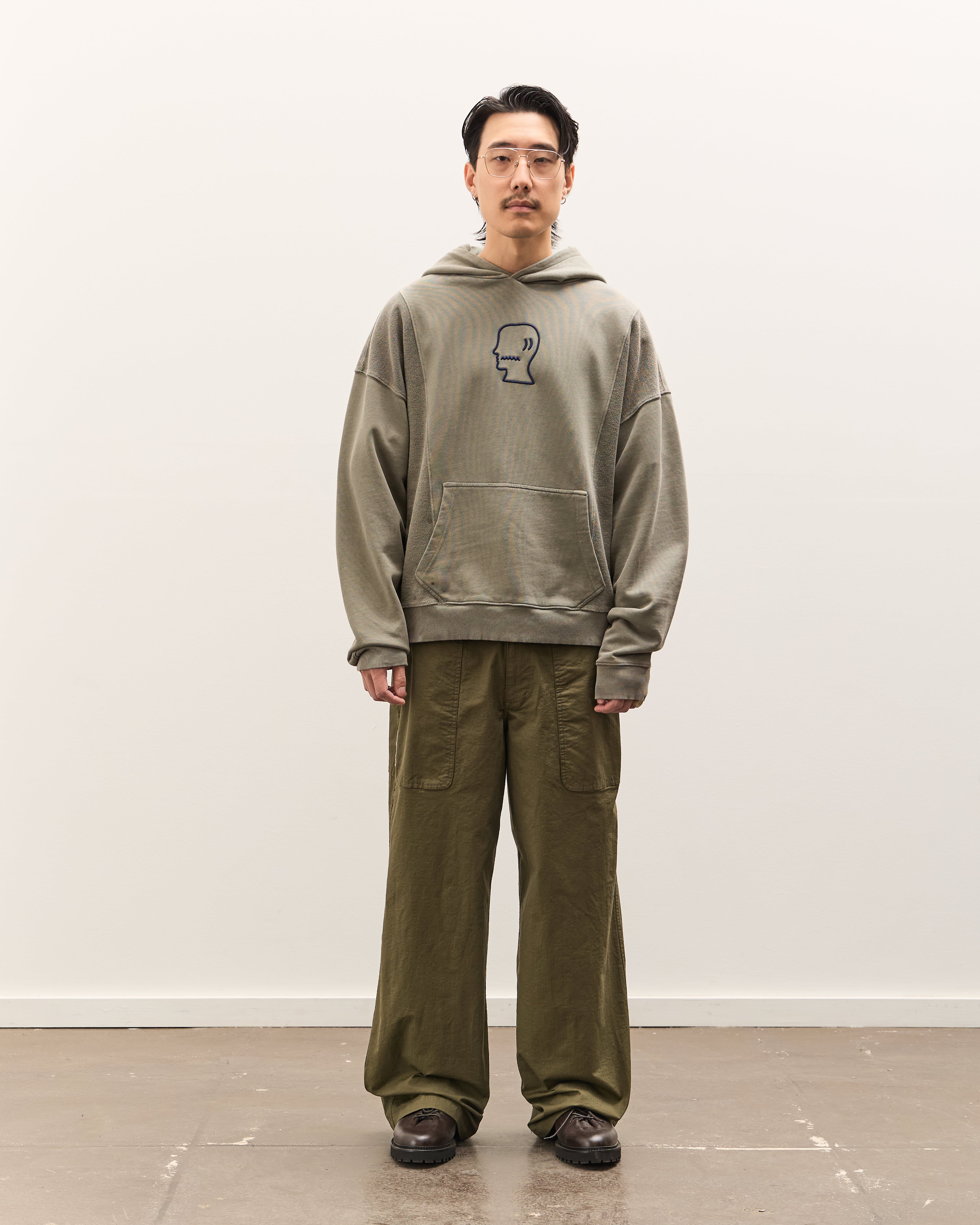 Brain Dead Mendoza Cropped Hoodie Unisex, Cement – Glasswing