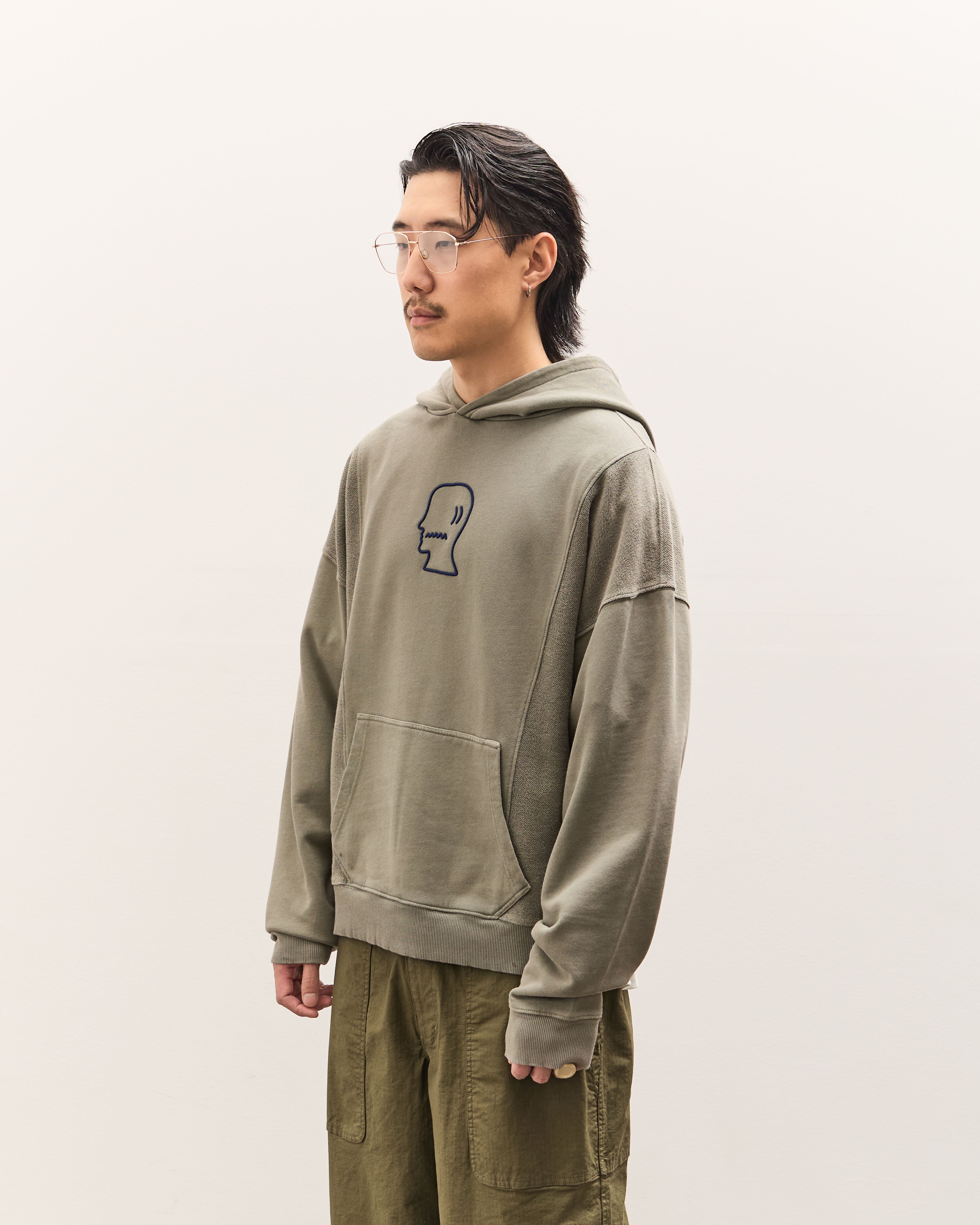 Brain Dead Mendoza Cropped Hoodie Unisex, Cement – Glasswing