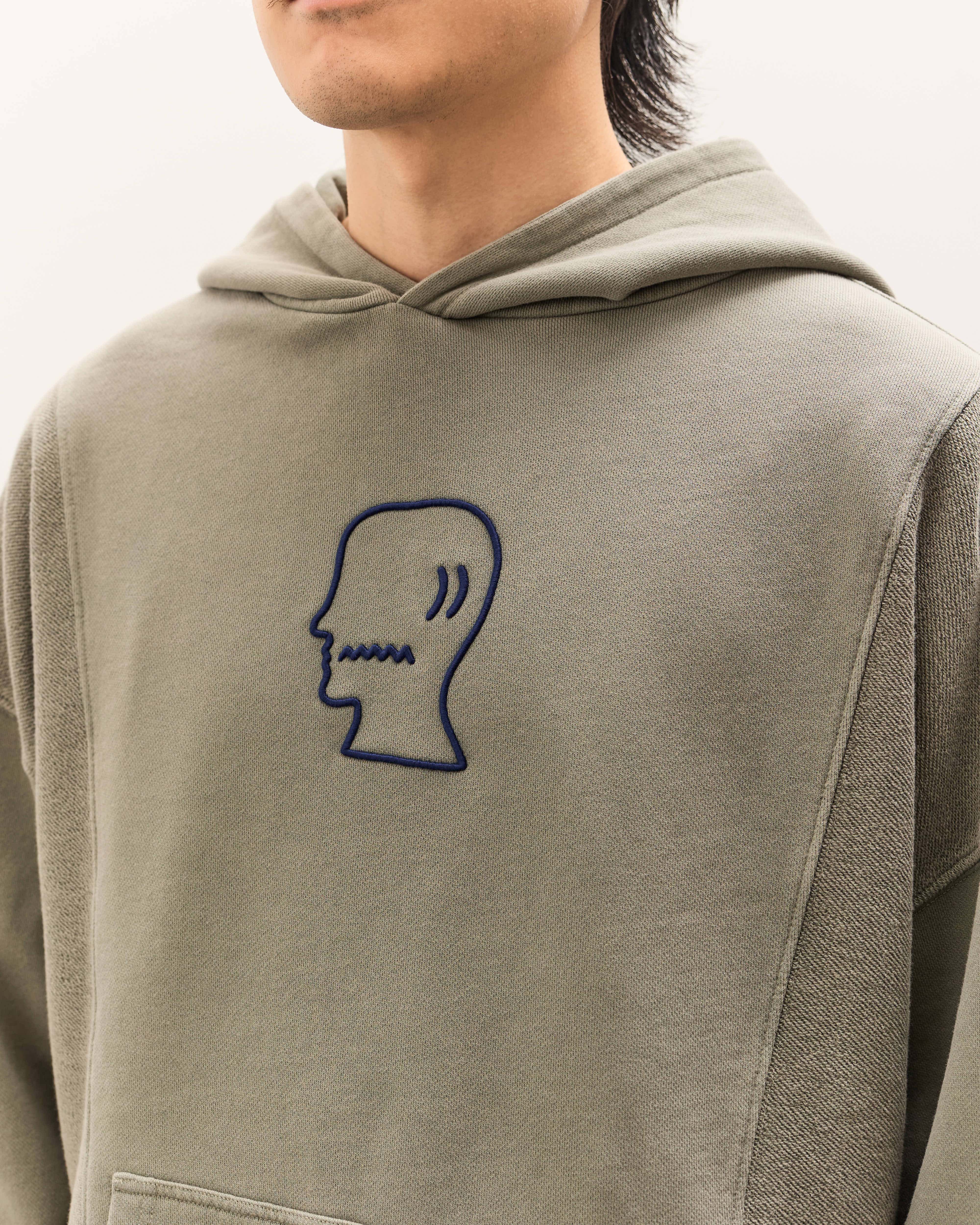 Brain Dead Mendoza Cropped Hoodie Unisex, Cement – Glasswing
